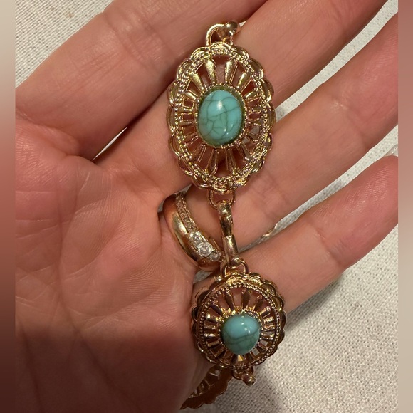 Boho Gold Turquoise Chain Belt New Hollow Bohemian Style Waist Chain - Picture 3 of 3